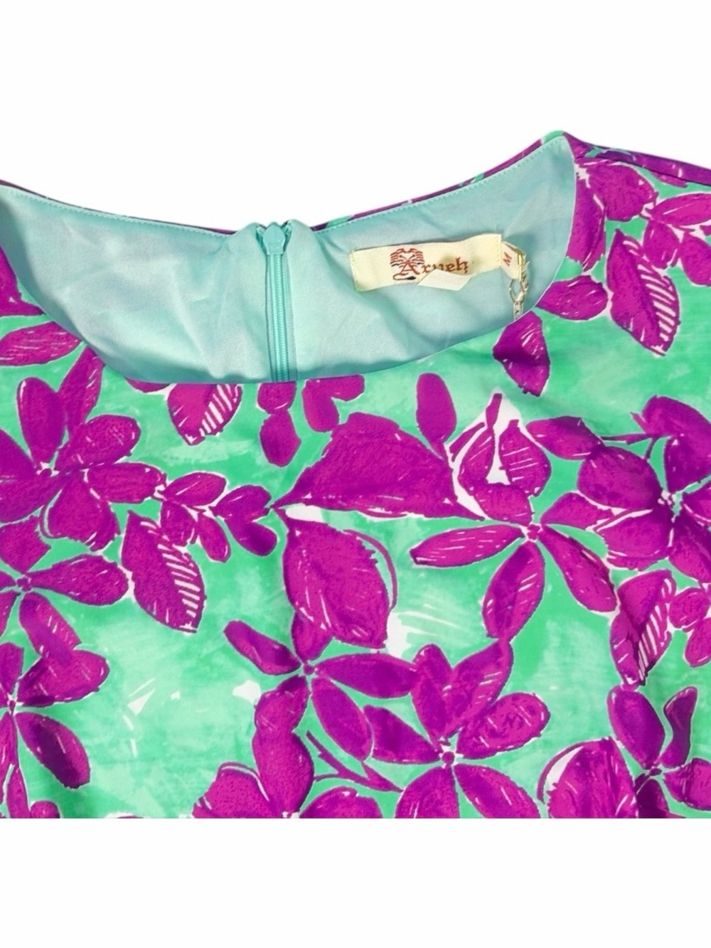 Aryeh Women Floral Fit & Flare Skater Romper Mint Sleeveless Sz M - Picture 4 of 14